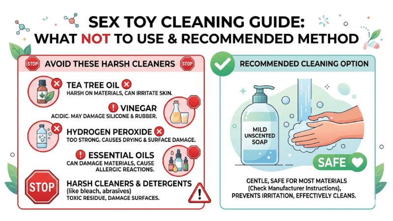 Unsafe DIY sex toy cleaning ingredients versus mild soap and warm water Unsafe DIY sex toy cleaning ingredients versus mild soap and warm water