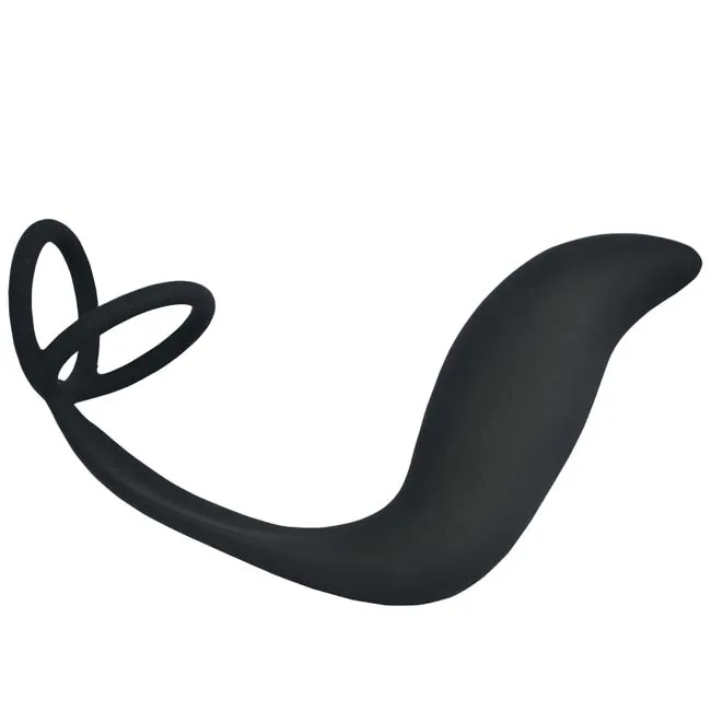 Anal Toy Stimulator With Dual Cock Ring Butt Plug Loop