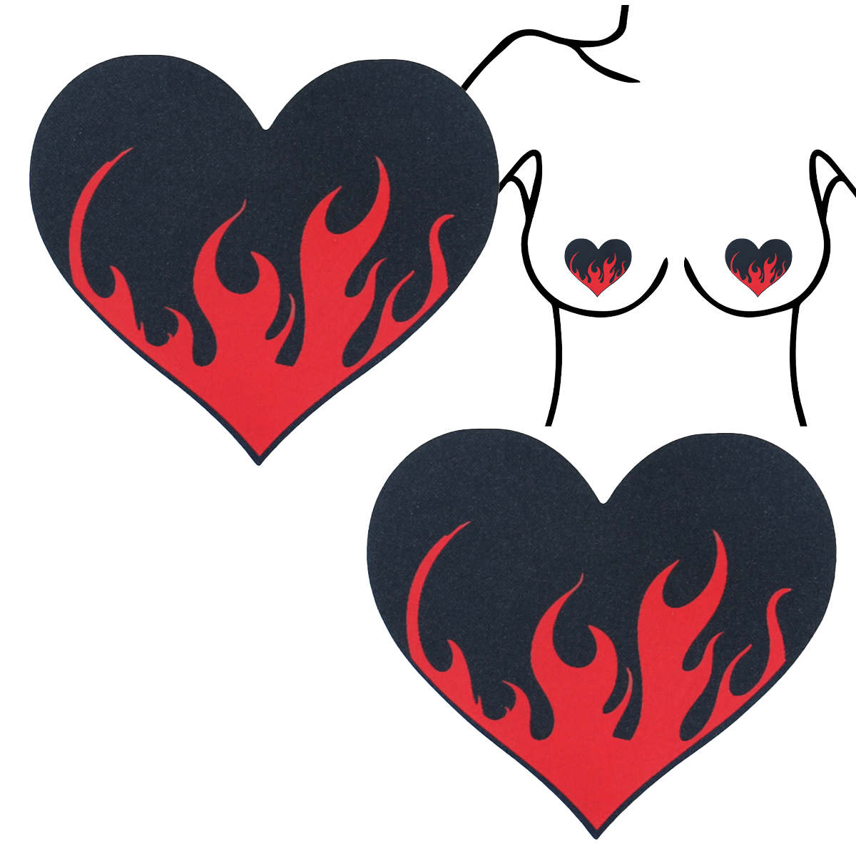 Flame Heart Fashion Nipple Covers