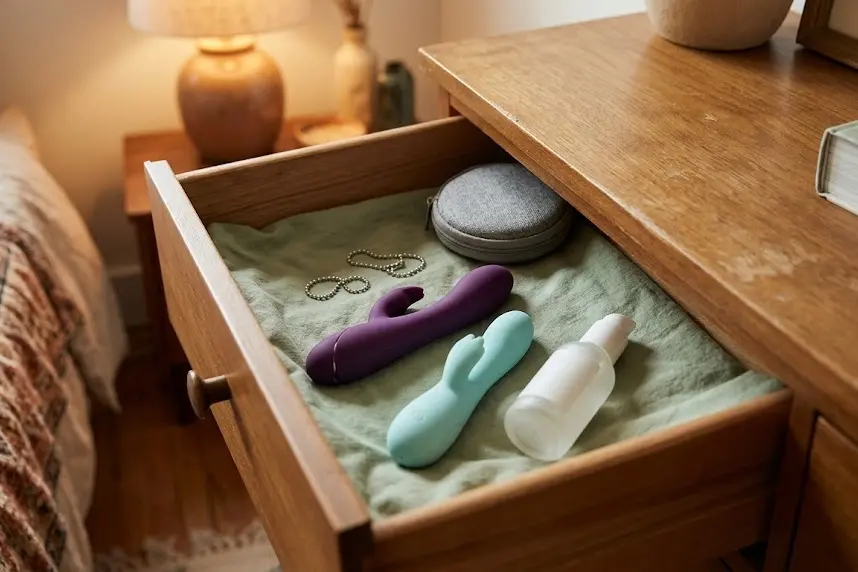 This guide covers how to store sex toys safely: from the two steps that  must happen before anything goes away, to the material compatibility rules  most people skip, to practical storage options