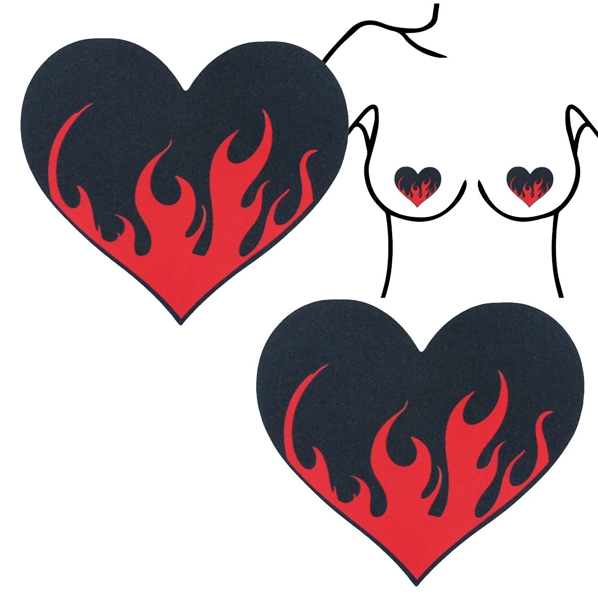 Flame Heart Fashion Nipple Covers